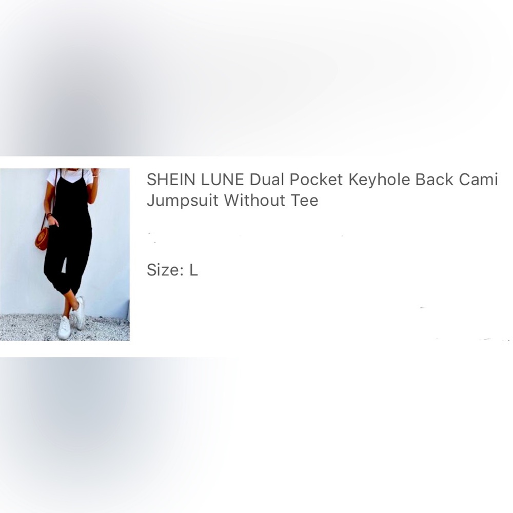 Dual Pocket Back Cami Jumpsuit / Overalls (White under Tee not included)